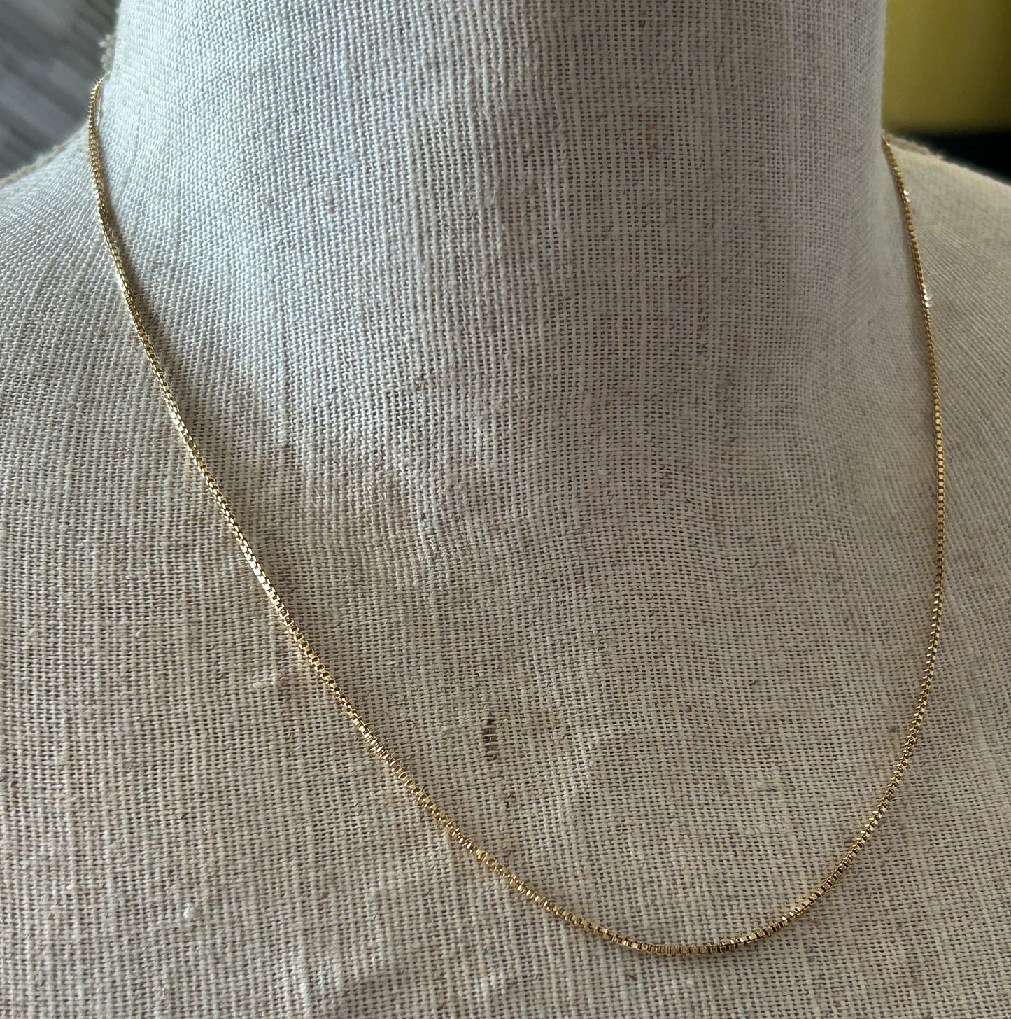 Gold Plate Vermeil over Sterling Silver 925 Box Chain Necklace 18" Long