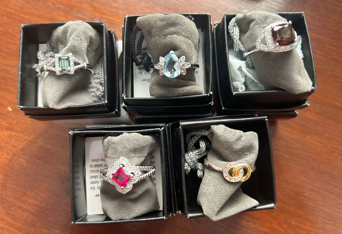 Lot of 5 Avon Sterling Silver 925 Rings All Sz 10 Cocktail Rhinestone Stones