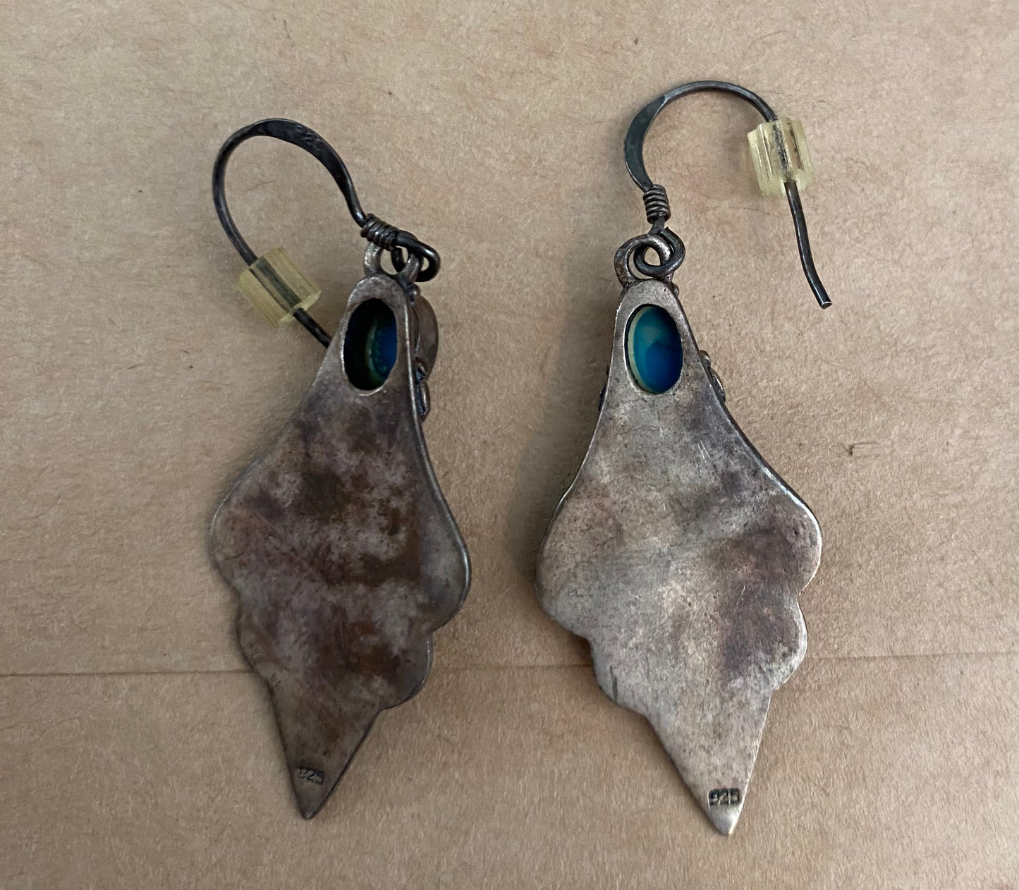 Sterling Silver 925 Turquoise Drop Dangly Pierced Earrings