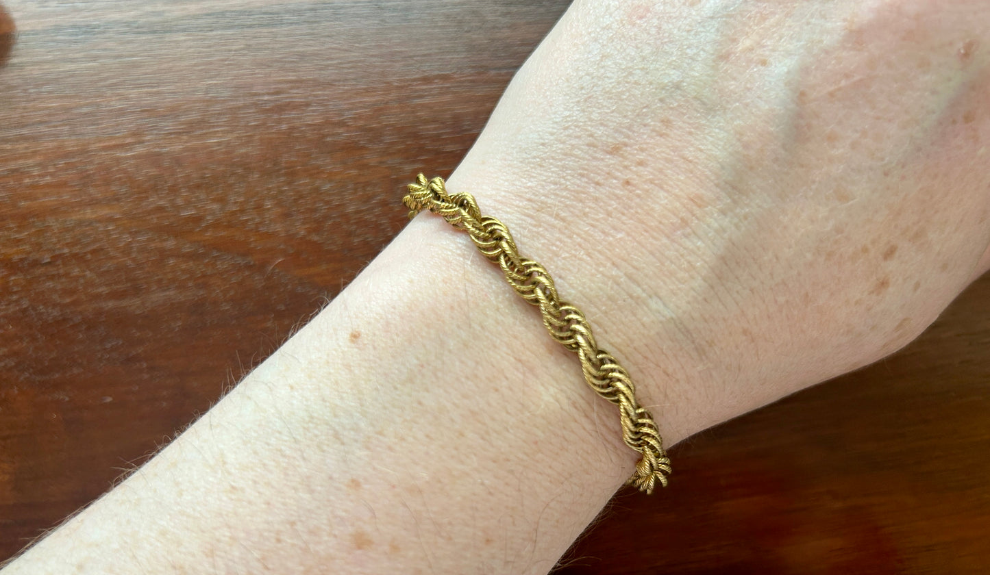 Vintage 1/20 12k Yellow Gold Filled Textured Chain Link Bracelet