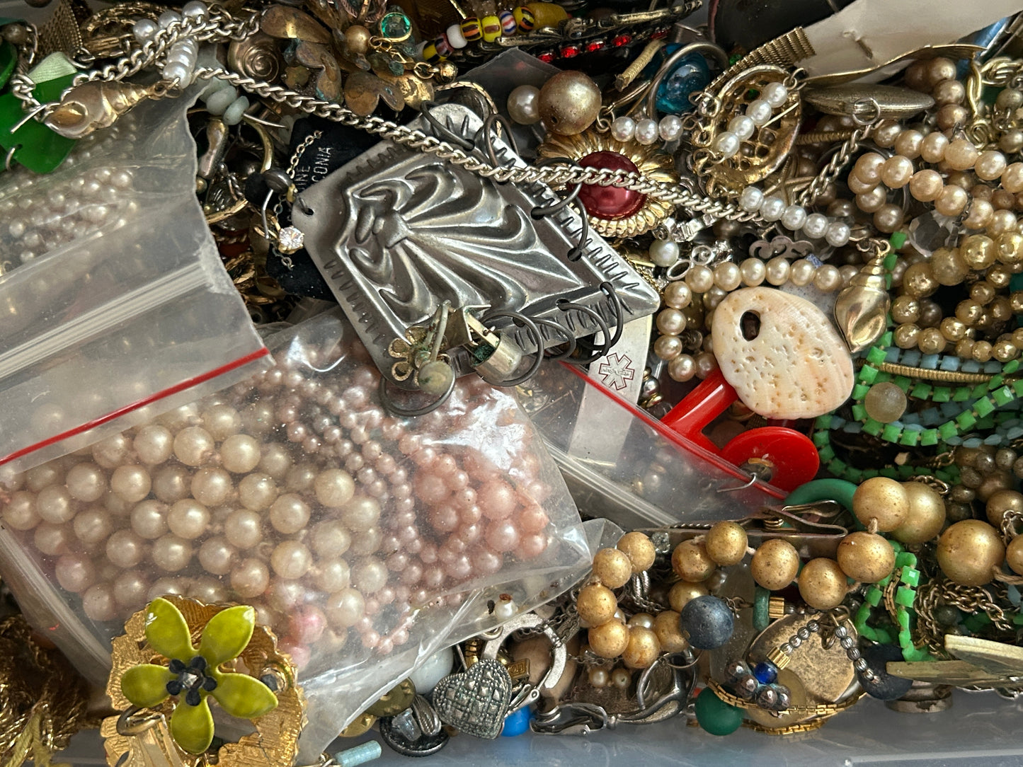 Jewelry Lot over 5lbs Vintage to Now Broken Crafts AS IS Rhinestones Cabochon