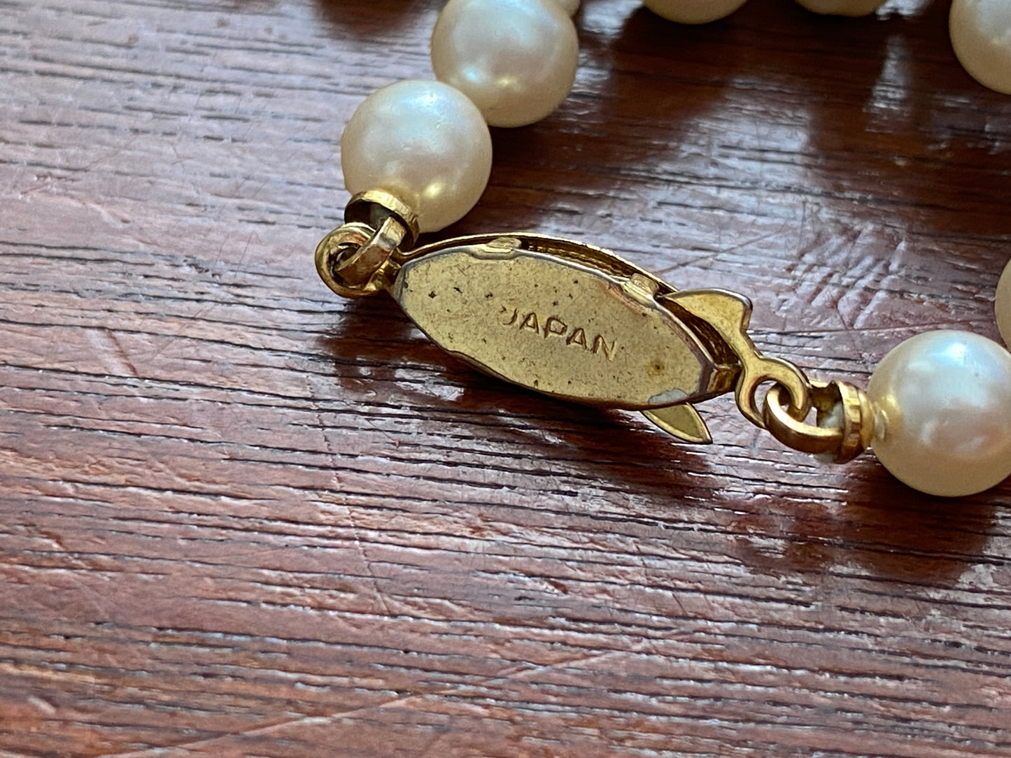 Vintage Faux Pearl Single Strand Knotted Necklace Made in Japan