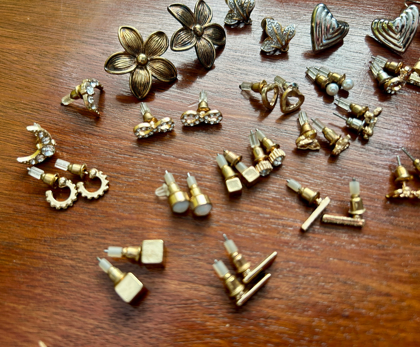 Lot of Pierced Stud Dangley Rhinestone Flower Heart Pierced Earrings