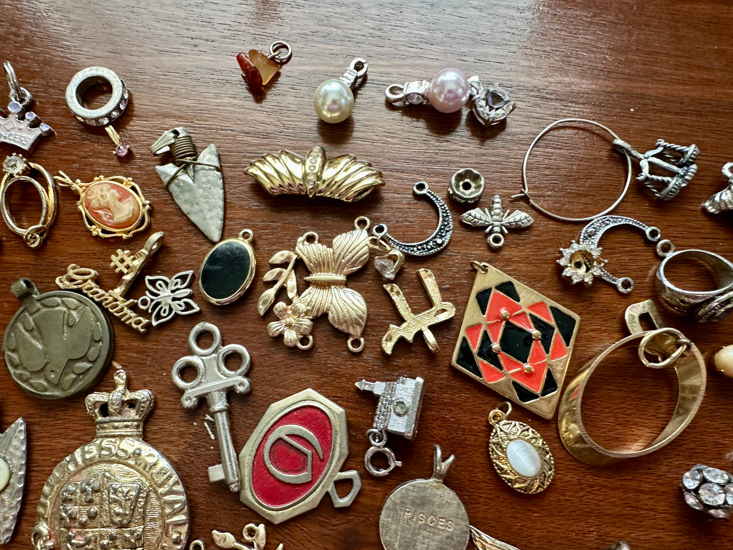 Vintage Pendant Charm Lot Heraldry Key Turtle Enamel Gold Silver Cloissone More