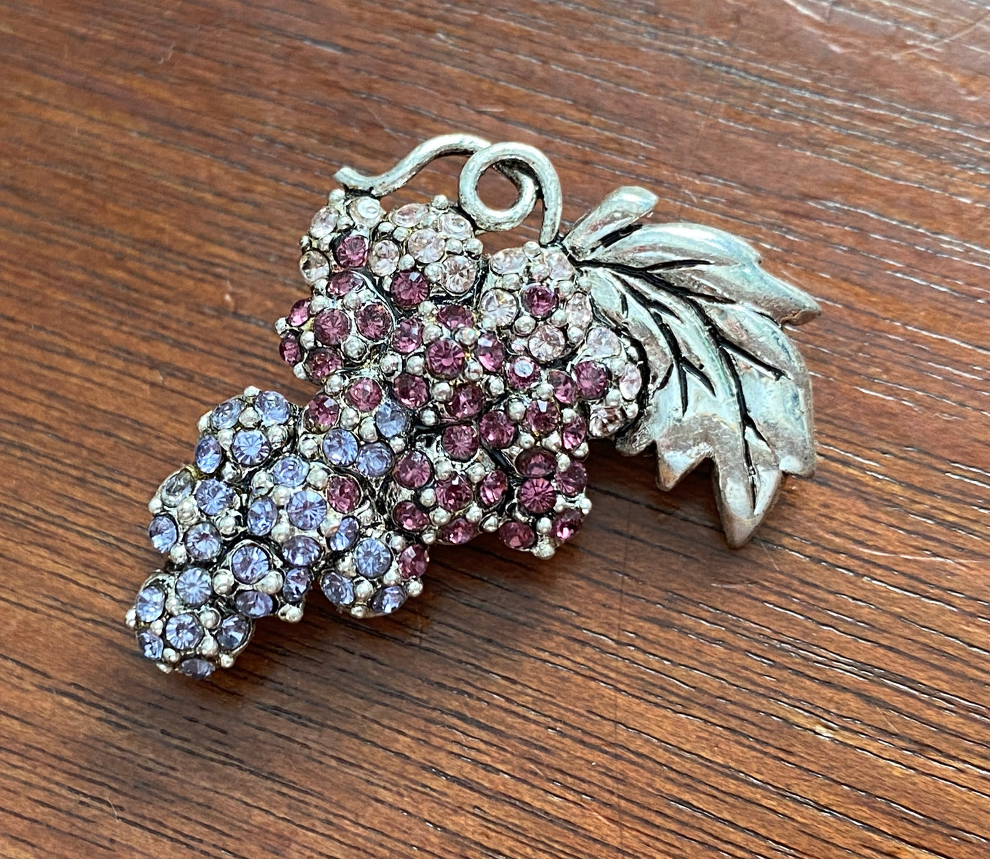 Vintage Monet Silver Tone Ombre Purple Blue Pink Grape Cluster Brooch Pin