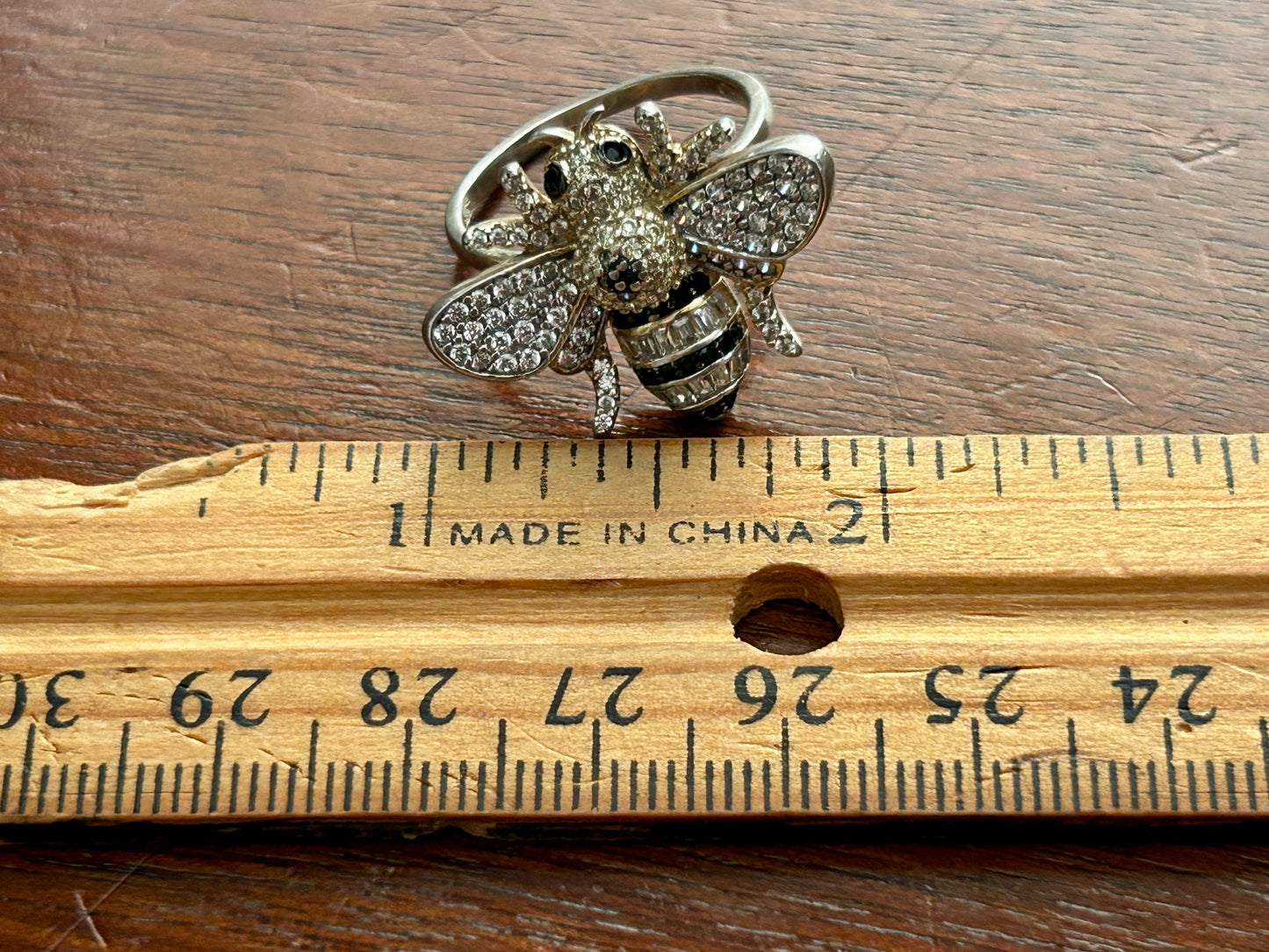 Sterling Silver 925 Jeweled Bumbe Bee Large Ring Sz 7.5