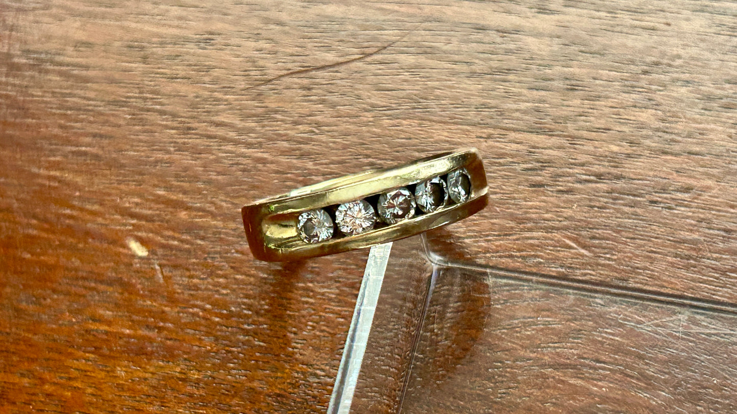 Vintage Men's 14k Yellow Gold 1.25ct Round Channel Set Diamond Band Ring Sz 10