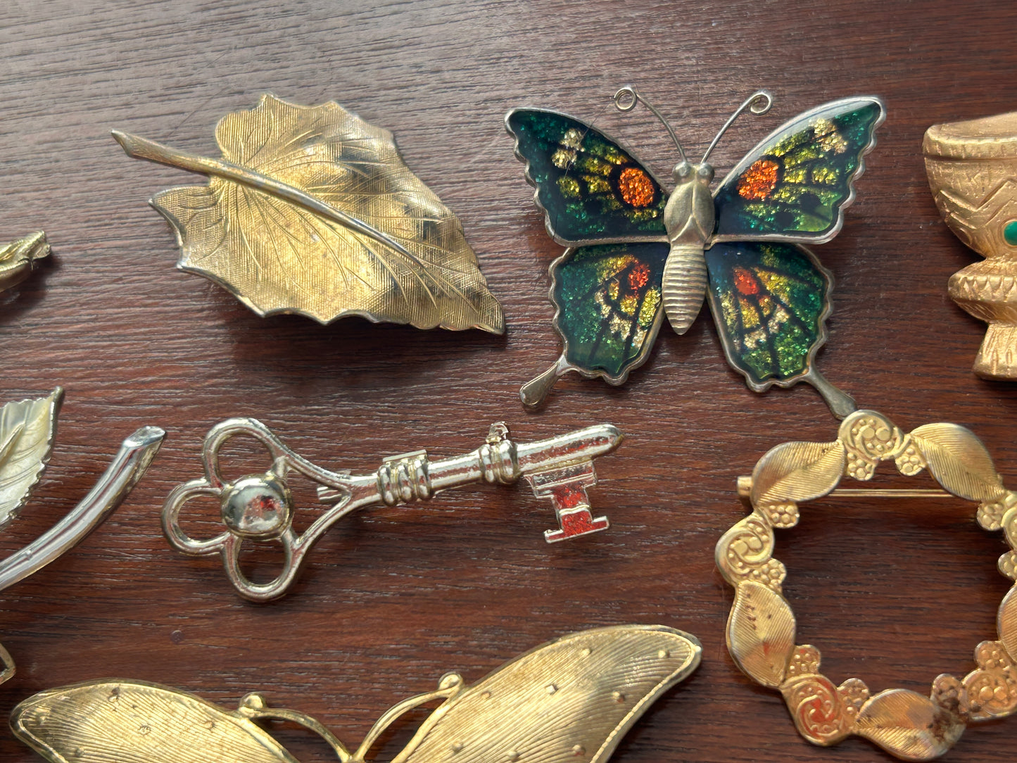 Vintage to Now Brooch Pin Lot Brooches Butterfly Enamel Gold Silver Tone & More