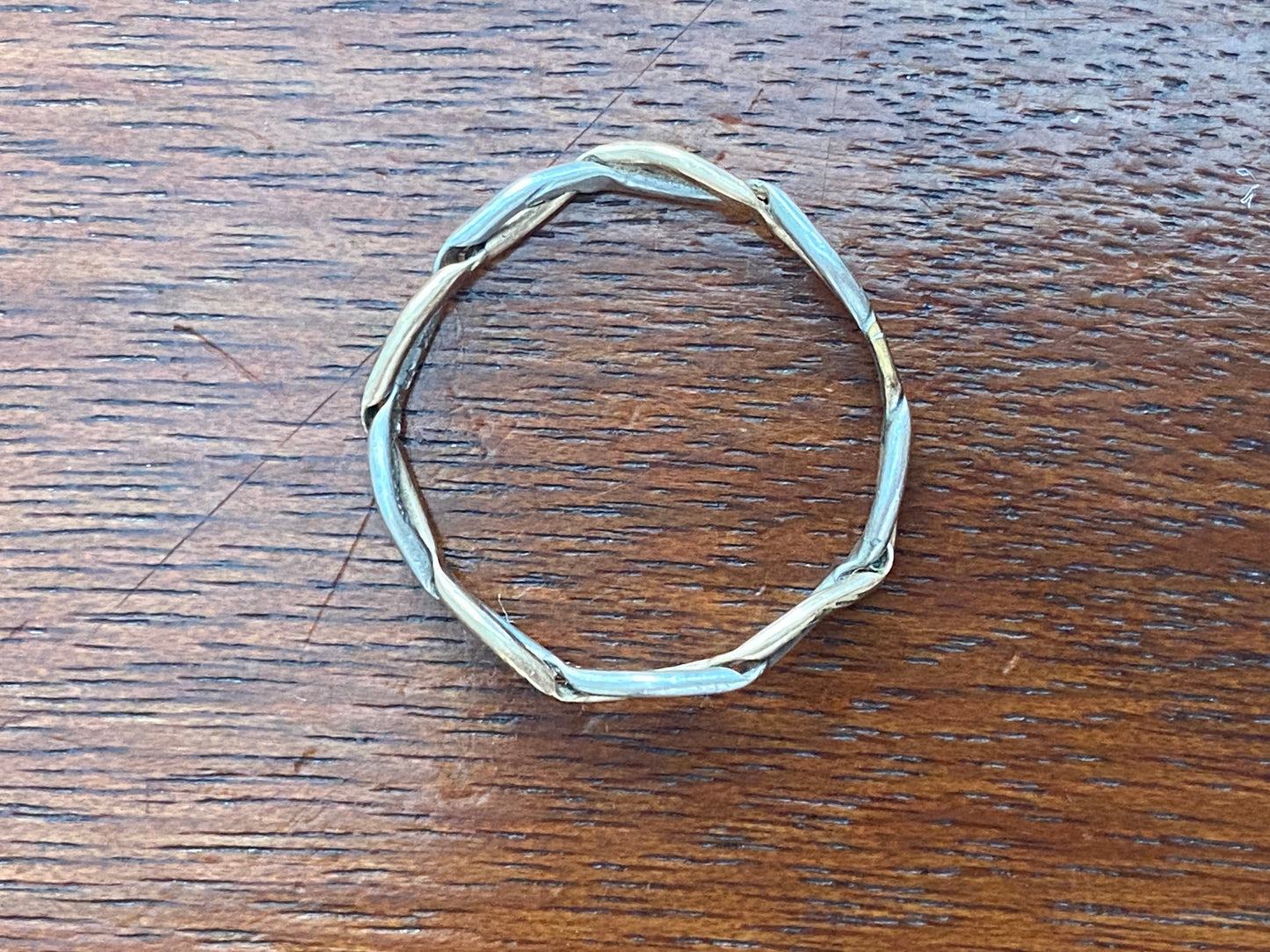 14k Yellow Gold Sterling Silver Wire Wrap Twist Ring Sz 5.5