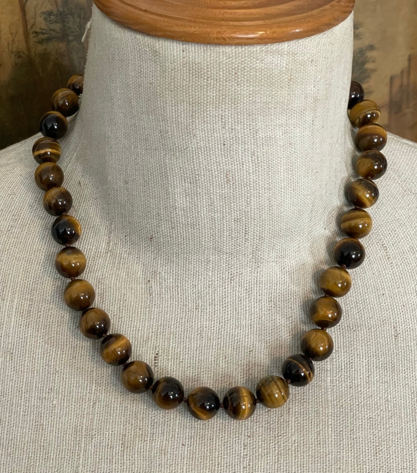 Whitney Kelly WK 925 Sterling Silver & Tiger Eye Beaded Ball 10mm Necklace 18"