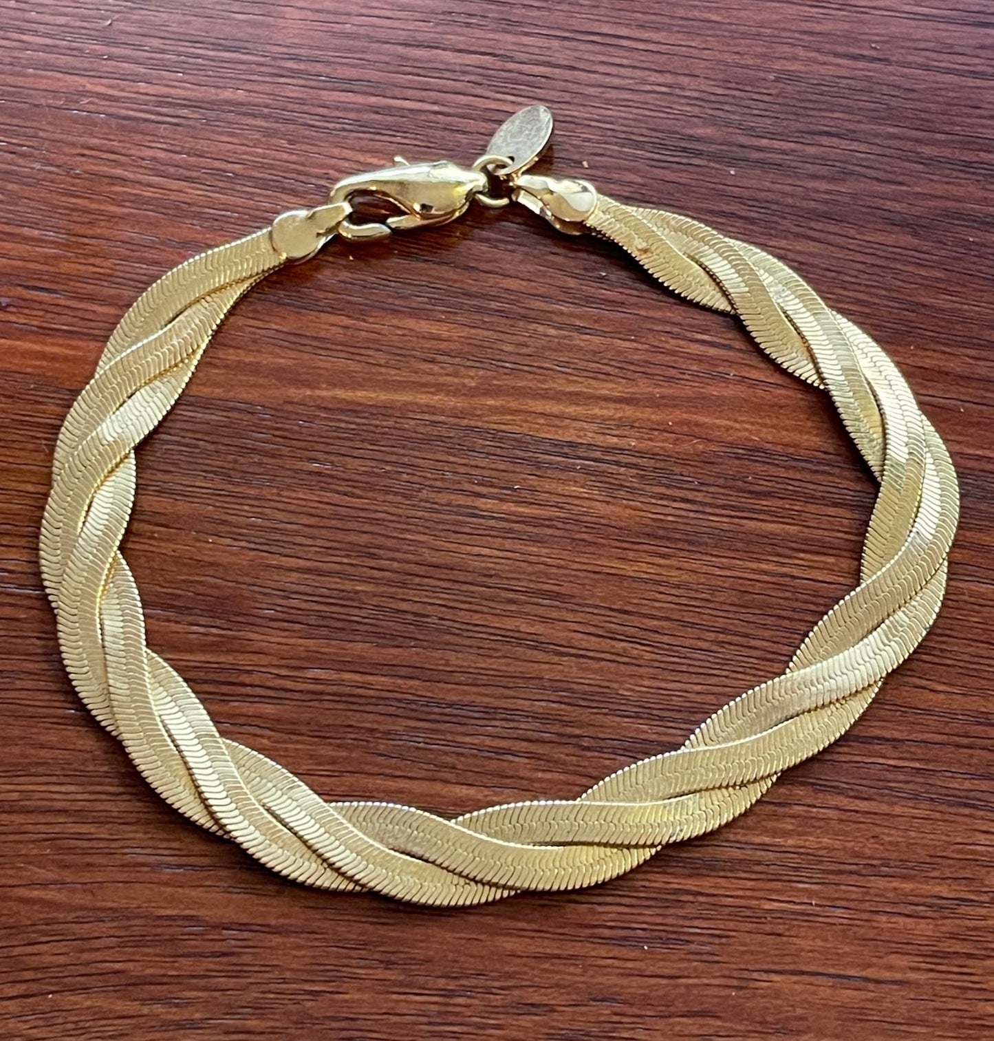 Vintage 18k Electro Gold Plate Twist Chain Bracelet Signed JC Lind
