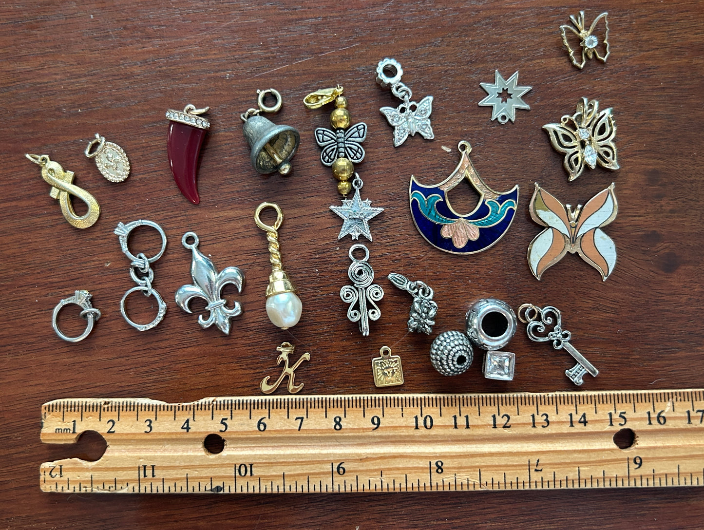 Vintage to Now Charm Pendant Lot Butterfly Enamel Fleur De Lis Stars Rhinestone