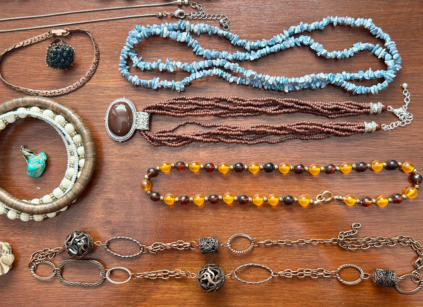 Vintage to Now Southwest Boho Jewelry Lot Stone Shell Copper Hammered Beaded