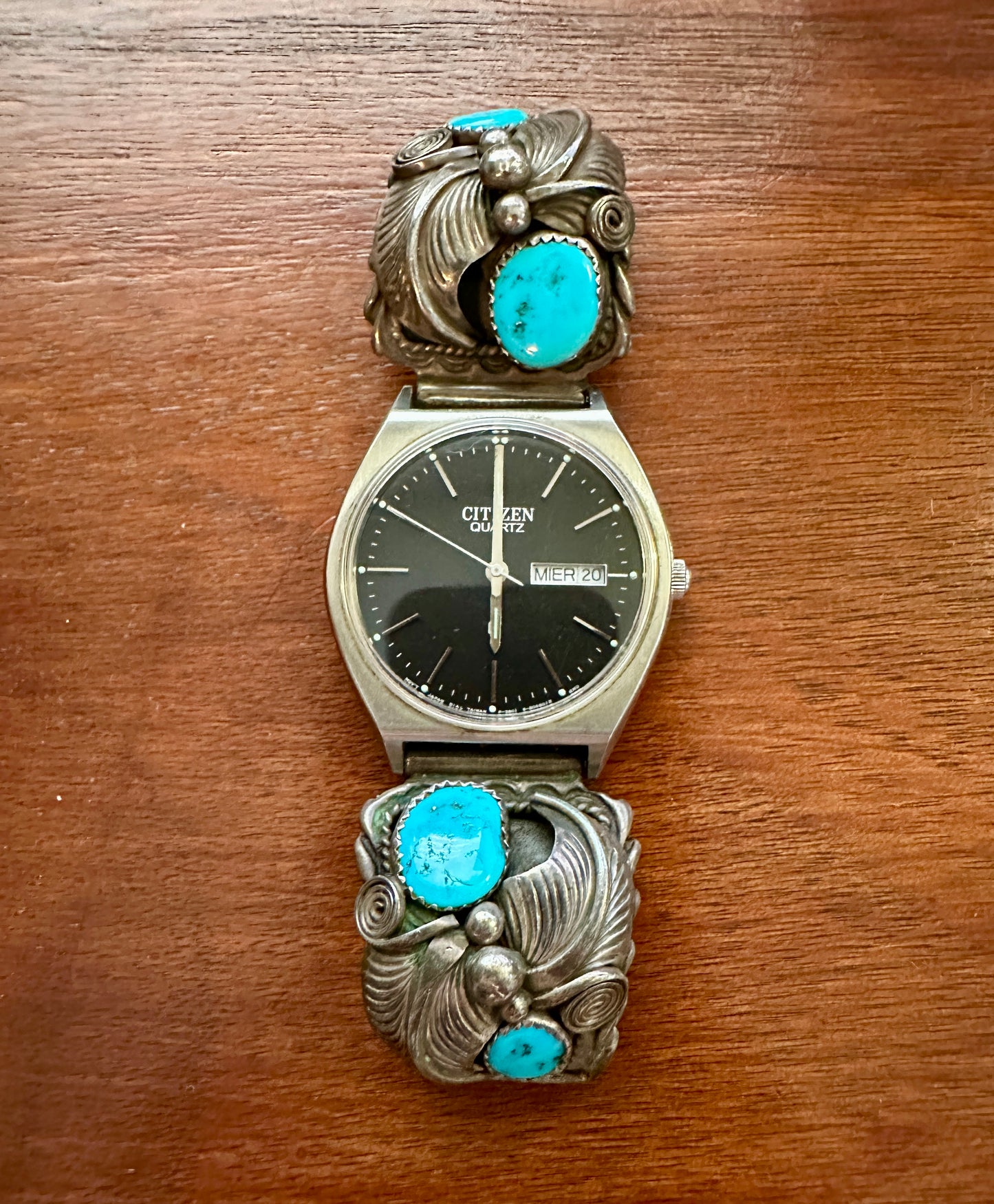 Vintage Signed Jim Yazzie Sterling Silver 925 Turquoise Navajo Watch Band