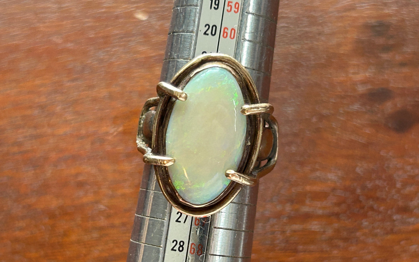 Vintage Artist Made 14k Yellow Gold Massive Opal Modernist Ring Sz 10.25