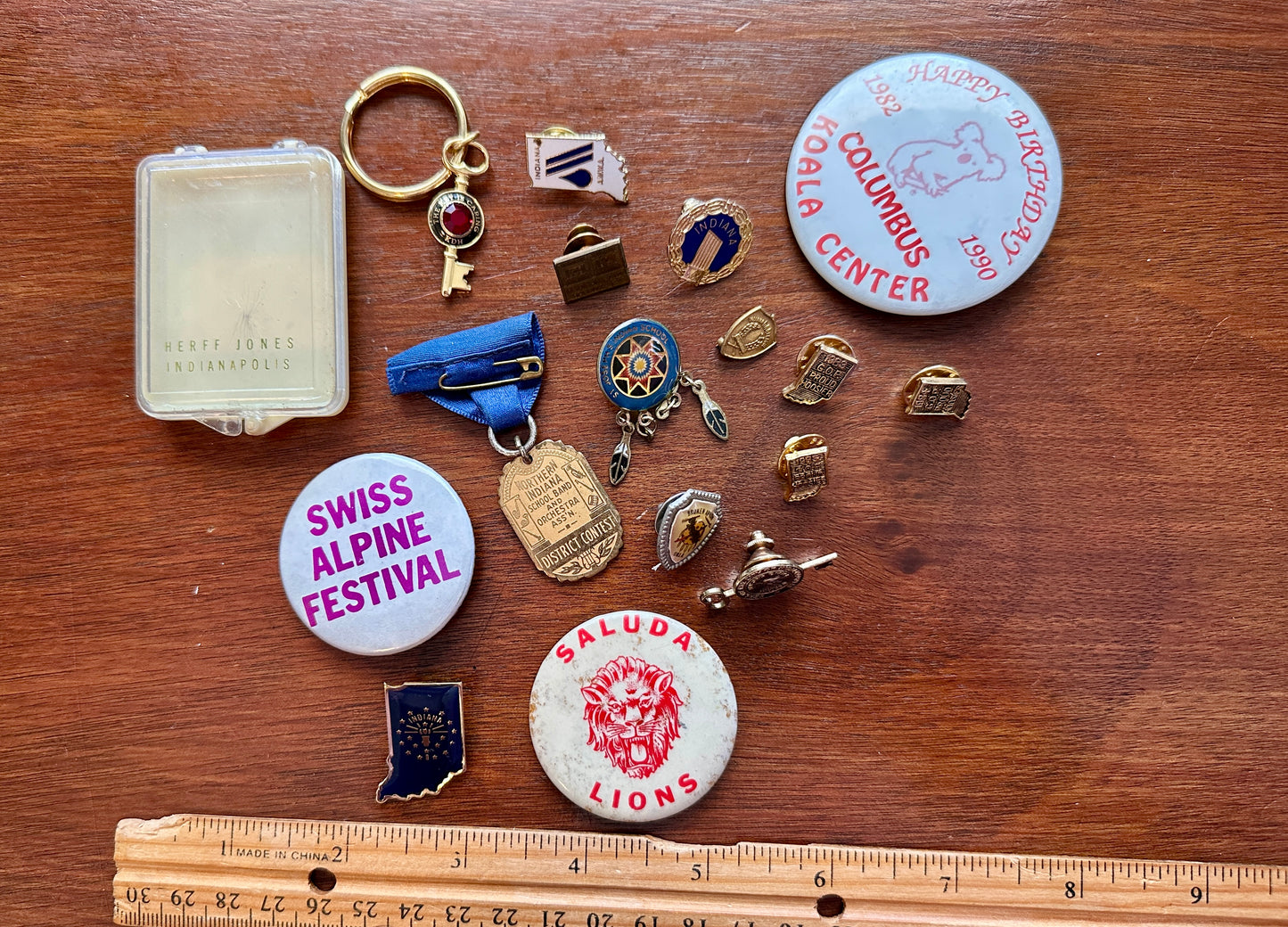 Vintage State of Indiana Lot Souvenir Pinbacks Medals Lapel Pins Pinbacks & More