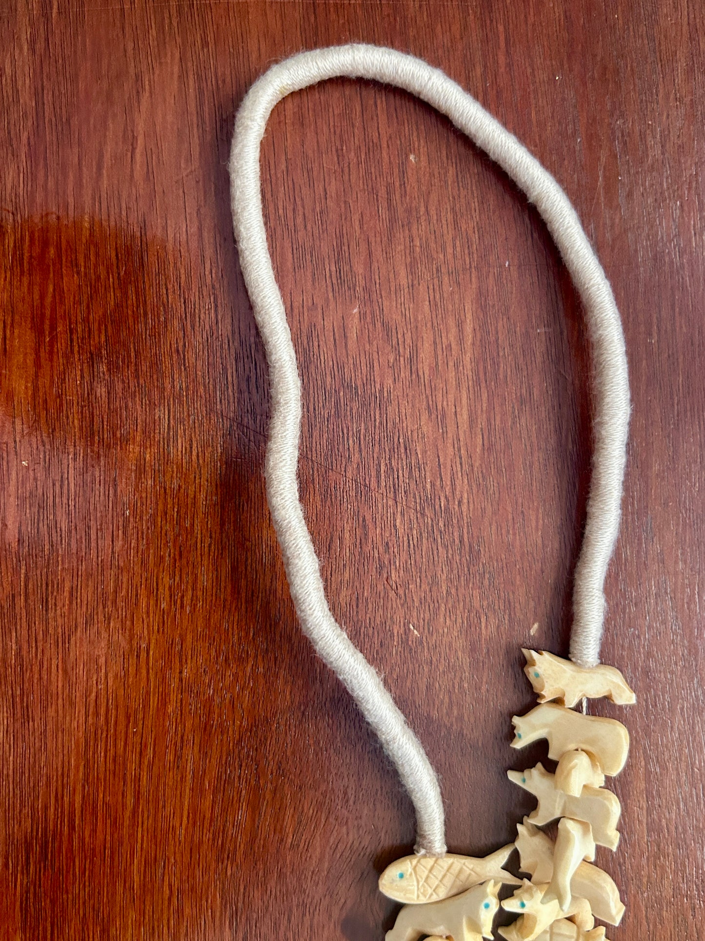 Carved Animal Cord Fetish Necklace Bear Fish & More