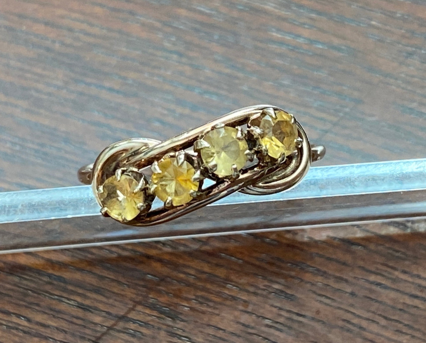 Vintage 10k Yellow Gold Prong Set Citrine Ring Sz 4.25
