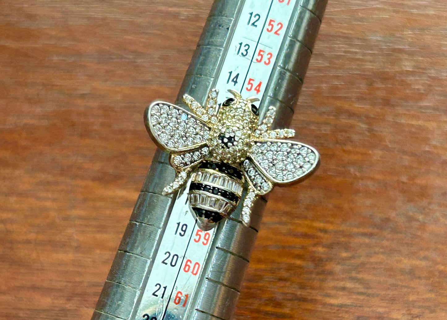 Sterling Silver 925 Jeweled Bumbe Bee Large Ring Sz 7.5