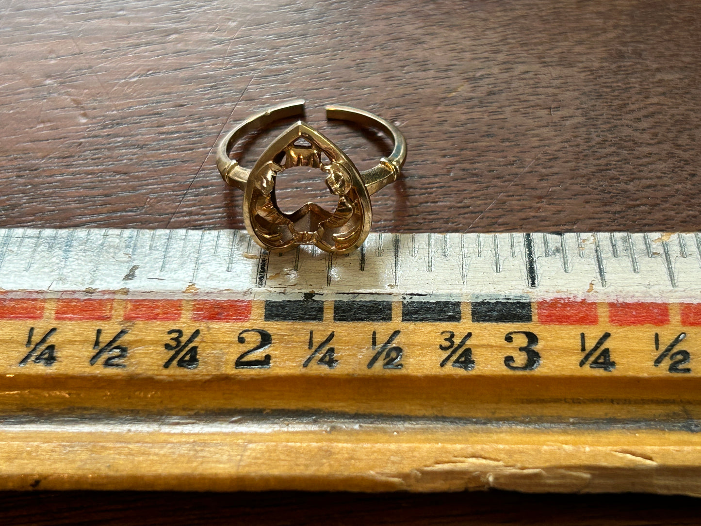 Vintage 10k Yellow Gold Heart Shaped Ring Setting DAMAGED