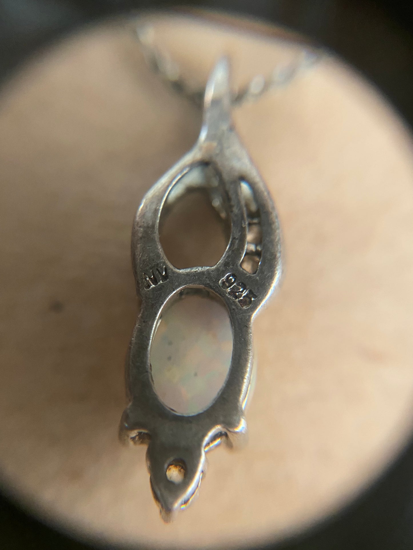 Sterling Silver 925 S Chain w Opal CZ Pendant Necklace