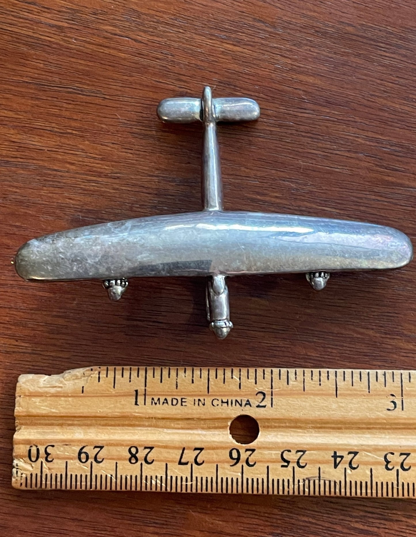 Vintage Silver-plate Large Airplane Jet Boeing Brooch Pin