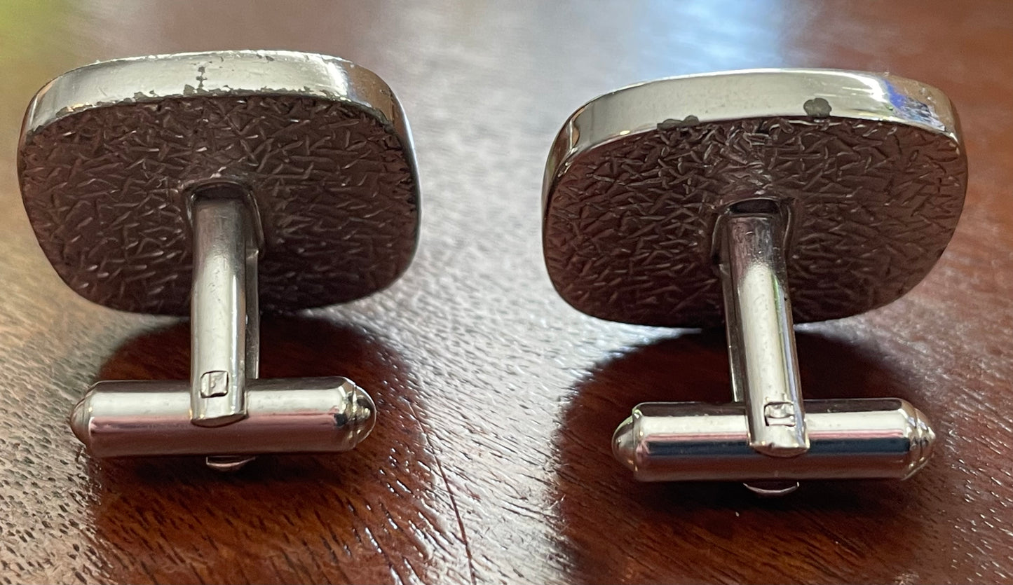 Vintage Hickok Silver Tone Black Pink Donkey Cuff Links