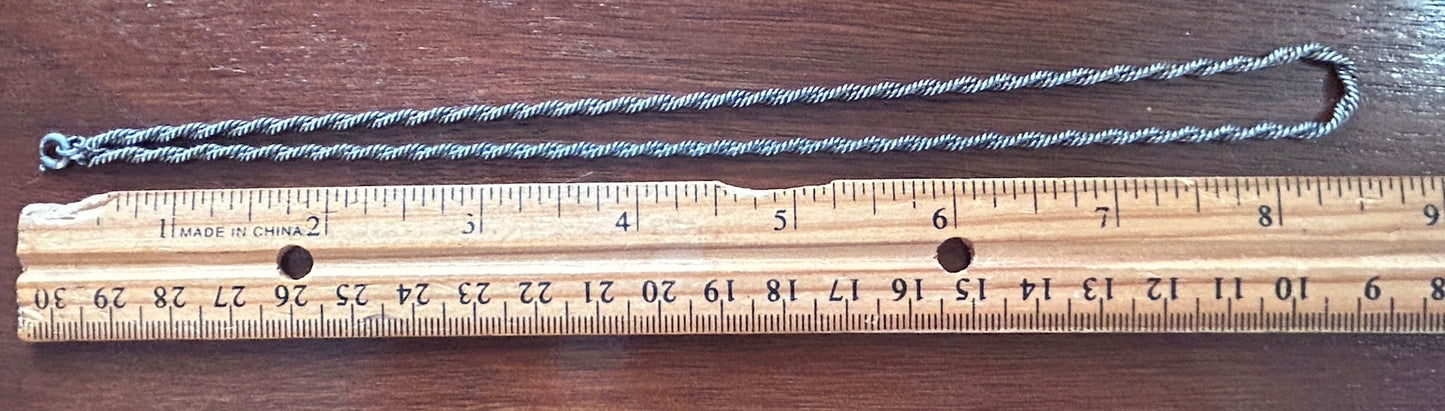 Sterling Silver 925 Twist Chain Necklace 17.5" Long x 2-3mm Wide