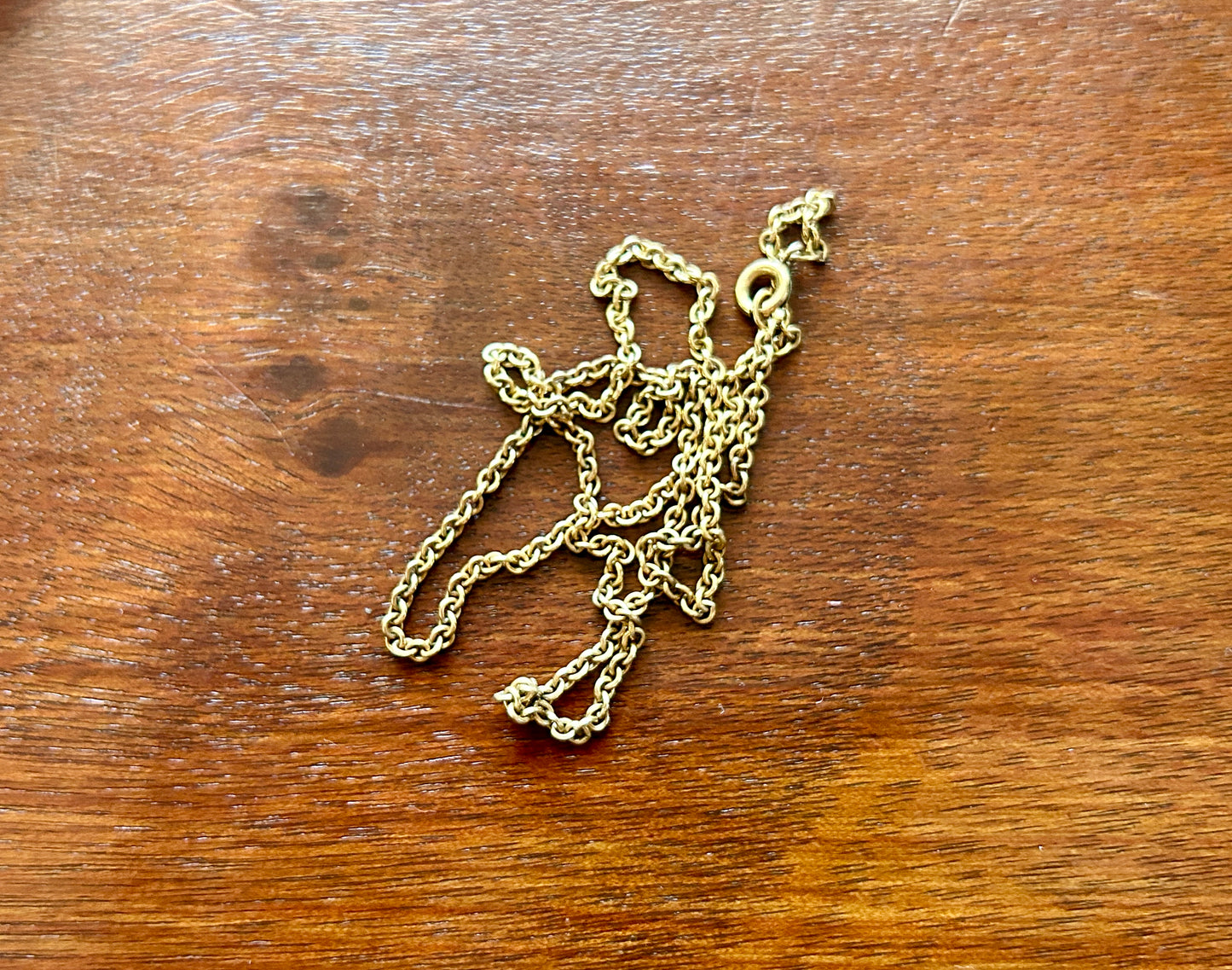 Vintage 1/20 12k Yellow Gold Rolo Chain Necklace 16" Long x 2mm Wide