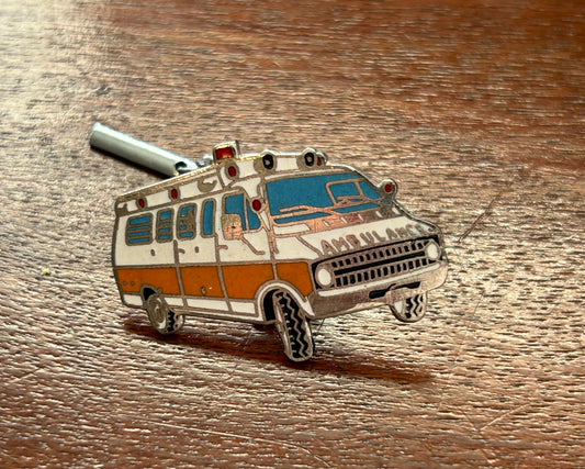 Vintage Enamel Ambulance Emergency Vehicle Pin Pinback