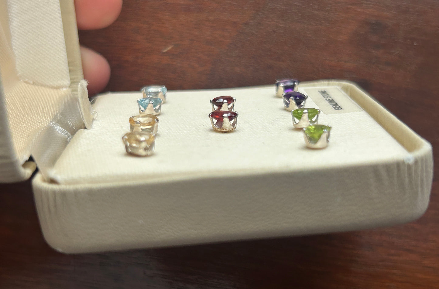 Sterling Silver 925 Genuine Gemstone Stud Pierced Earring Lot Amethyst Peridot