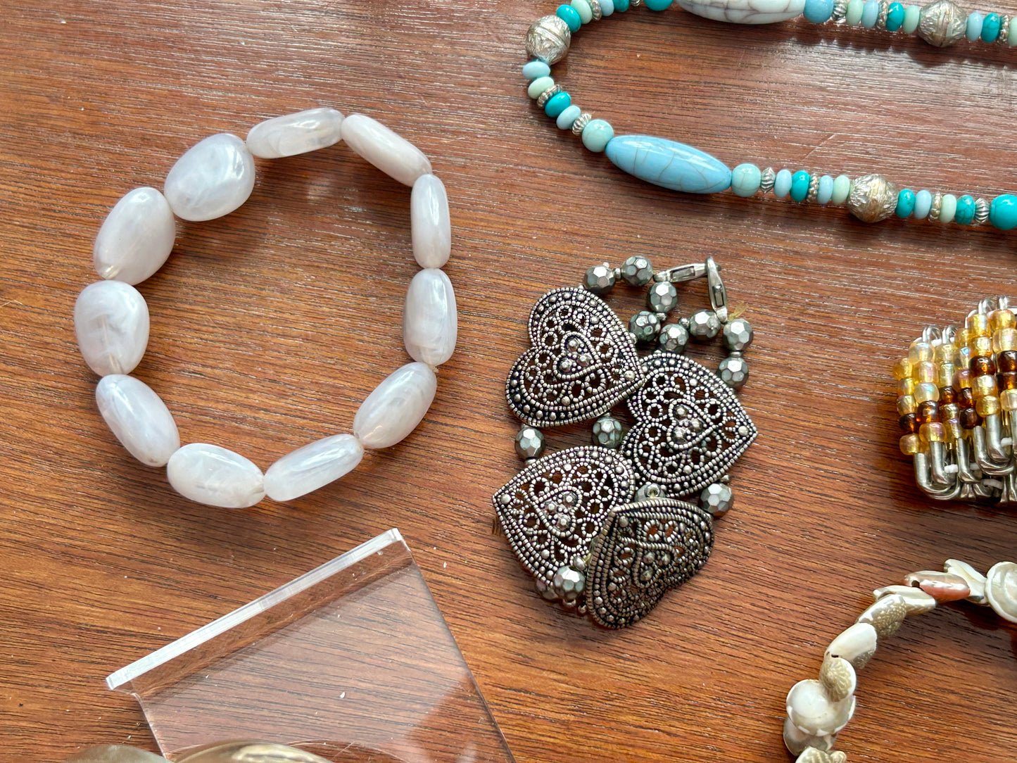 Vintage to Now Southwest Boho Jewelry Lot Faux Turquoise Stone Hearts Shell