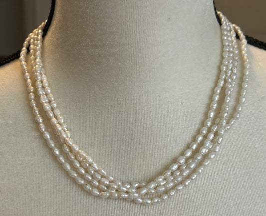 14k Yellow Gold Seed Pearl Multistrand Necklace DAMAGED