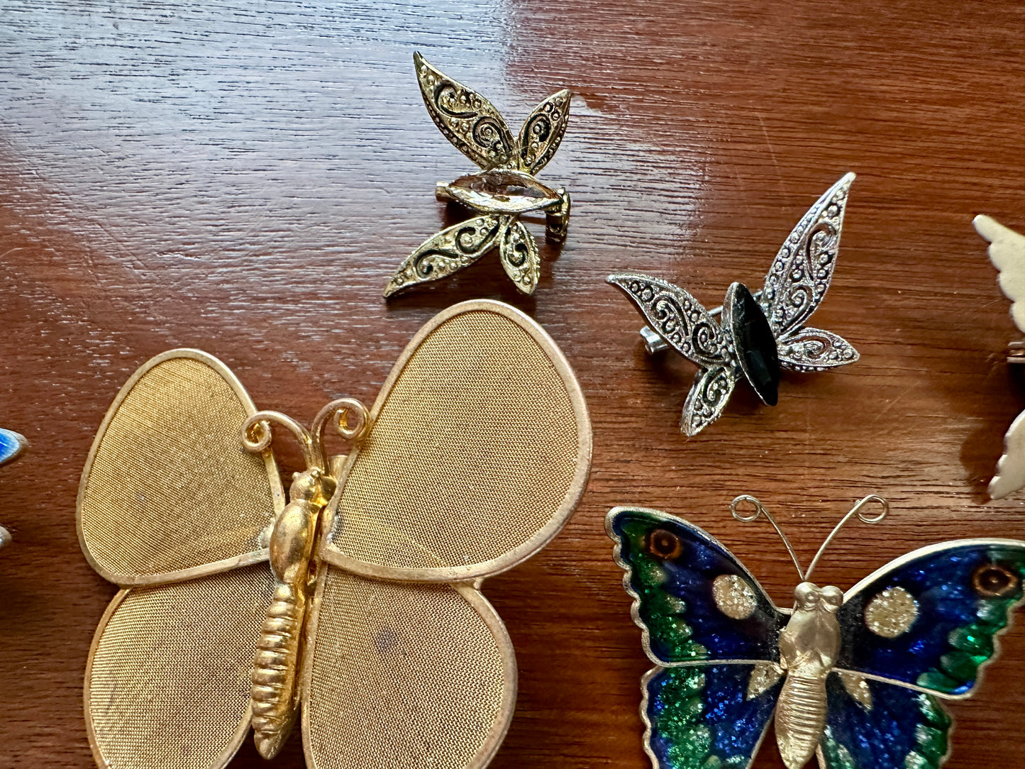 Vintage Butterfly Dragonfly Brooch Pin Lot Enamel Gold Silver Tone Rhinestone