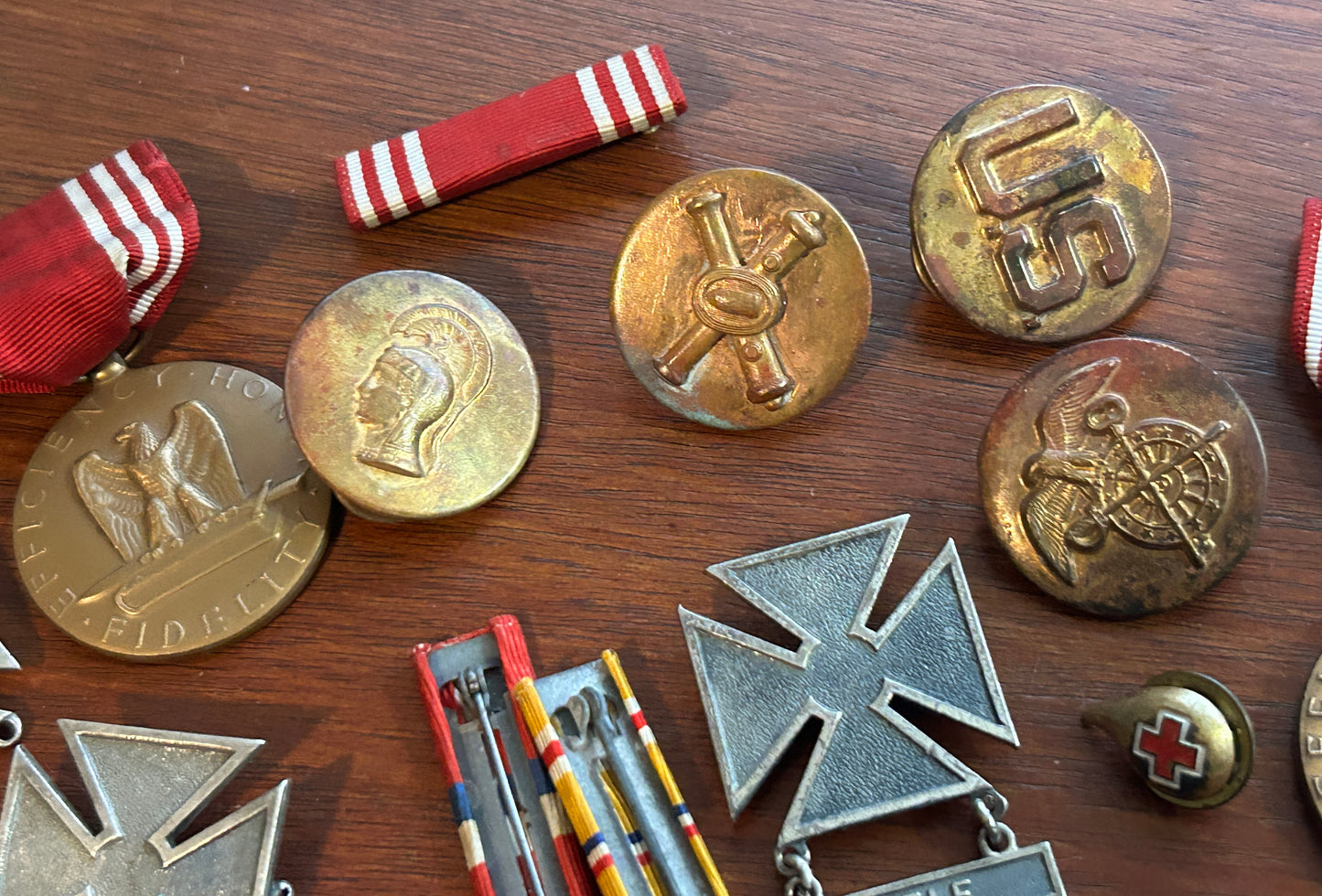 Mixed Lot of Vintage Military Badges Ribbons Buttons