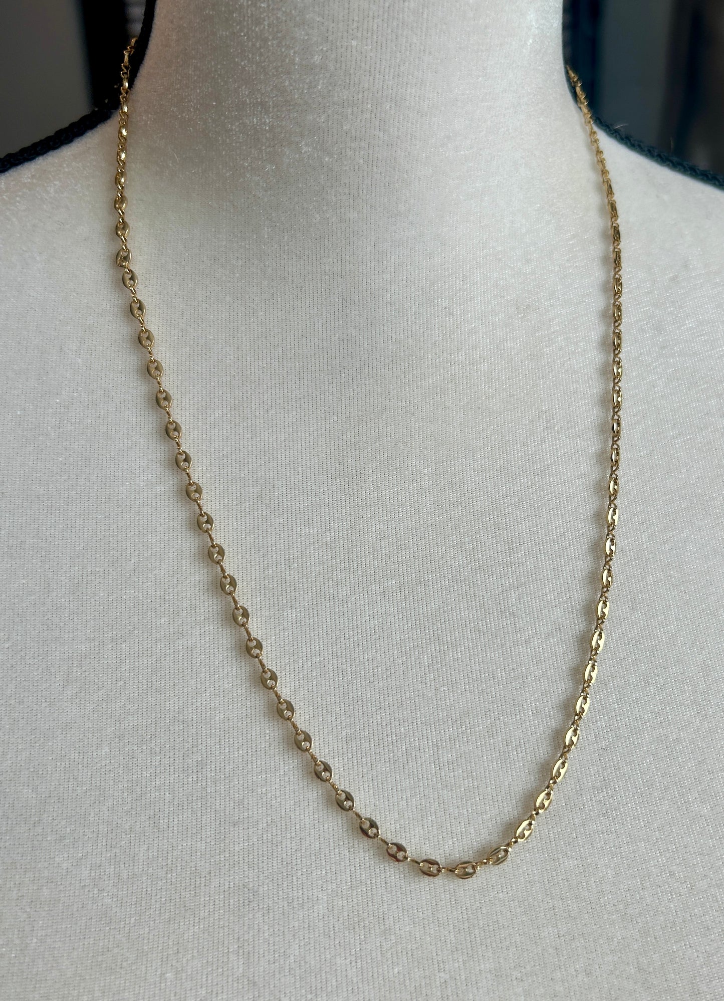 Gold Tone Anchor Chain Link Necklace 23.5" Long