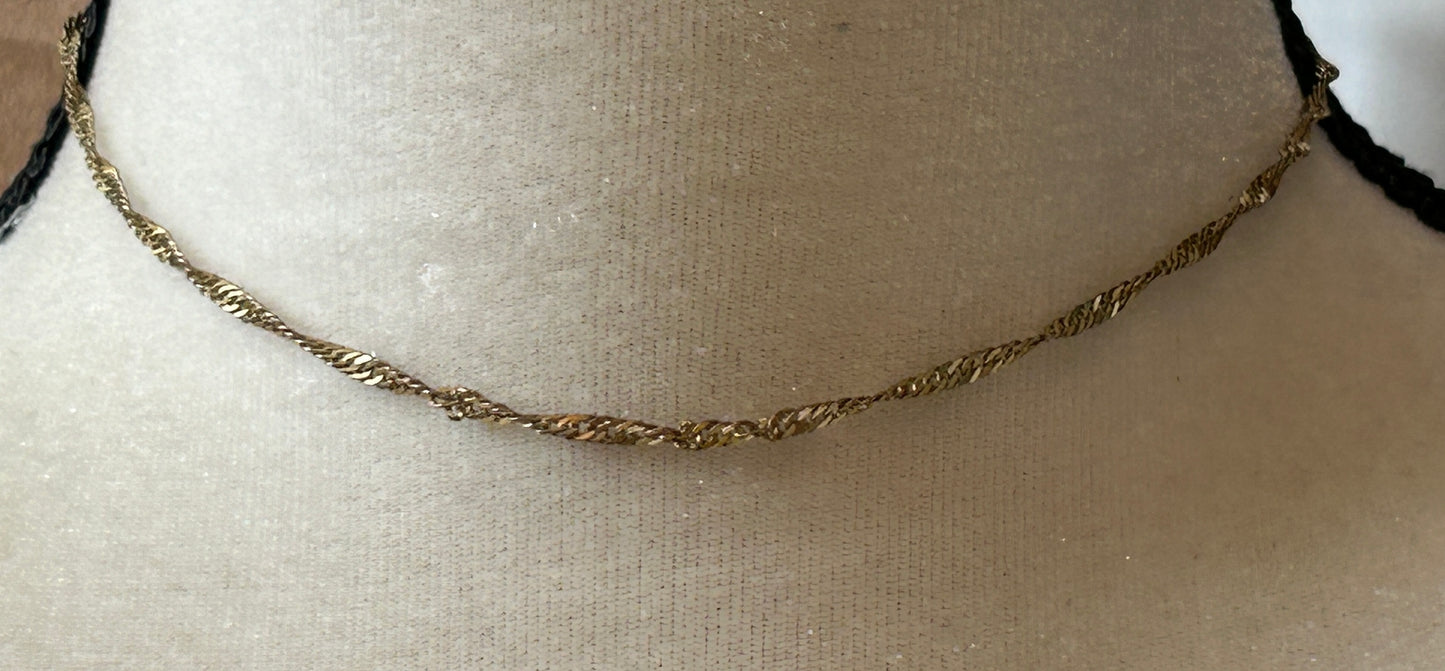 18k Yellow Gold Plate Chain Link Choker Collar Necklace