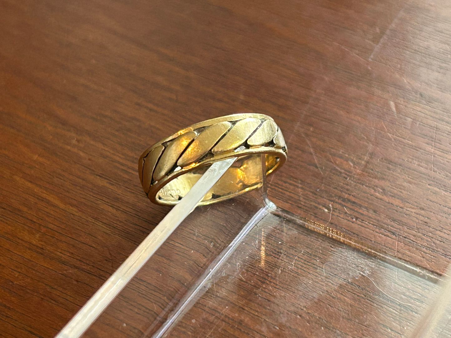 Vintage 14k Yellow Gold Wide Wedding Band Ring Sz 7.5