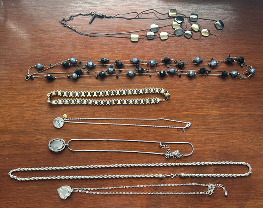 Vintage to Now Jewelry Lot Pendant Necklaces Twist Rope Silver Chain Hearts