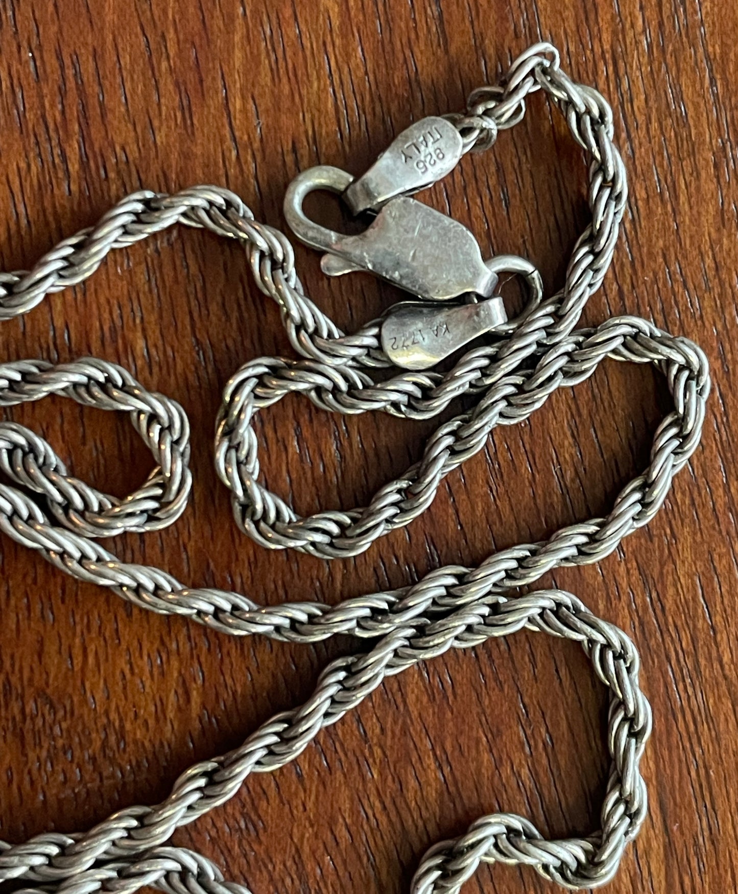 Vintage Sterling Silver 925 Rope Chain Necklace 20" Long