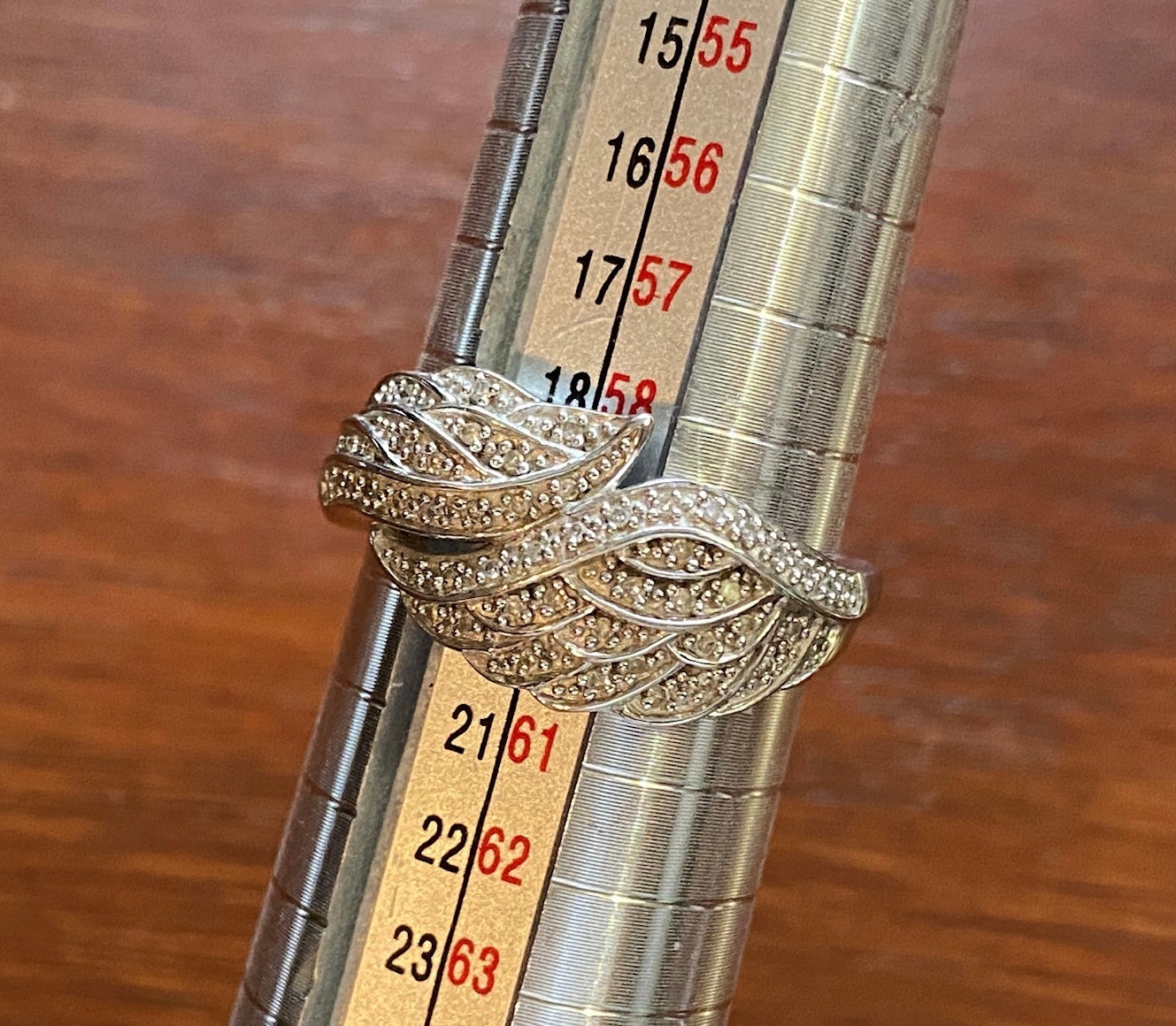 Designer Affinity Sterling Silver 925 Diamond Wing Ring Sz 9