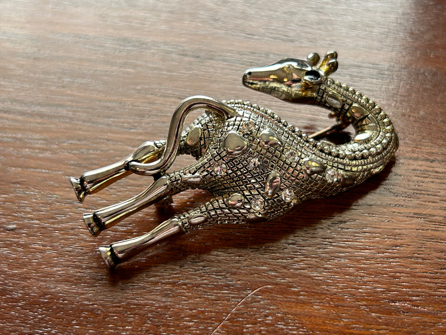 Vintage Premier Designs Giraffe Silver Tone Large Brooch Pin