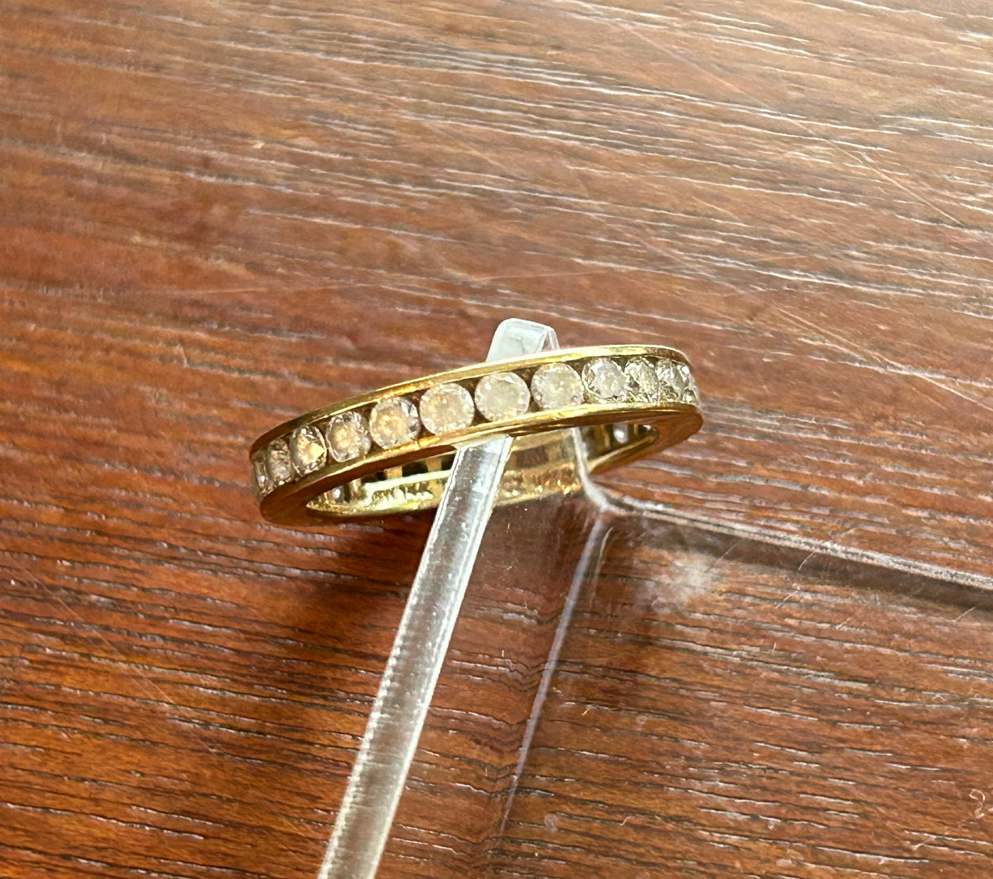 14k Yellow Gold Diamonique CZ Channel Set Eternity Band Sz 4.75