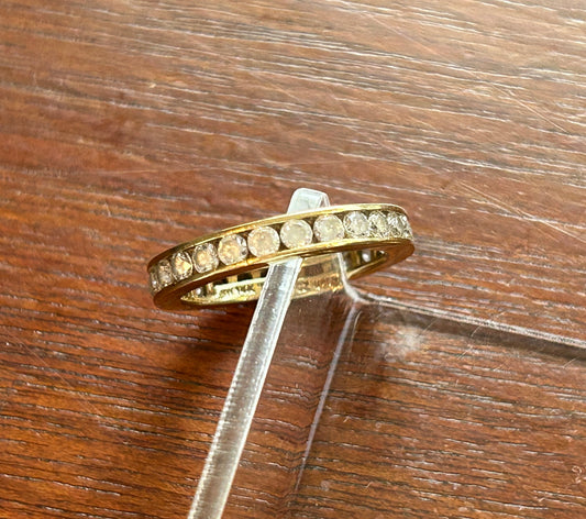 14k Yellow Gold Diamonique CZ Channel Set Eternity Band Sz 4.75