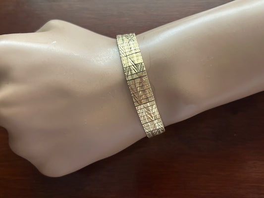 14k Yellow Gold 11mm Wide Textured Bracelet HEAVY