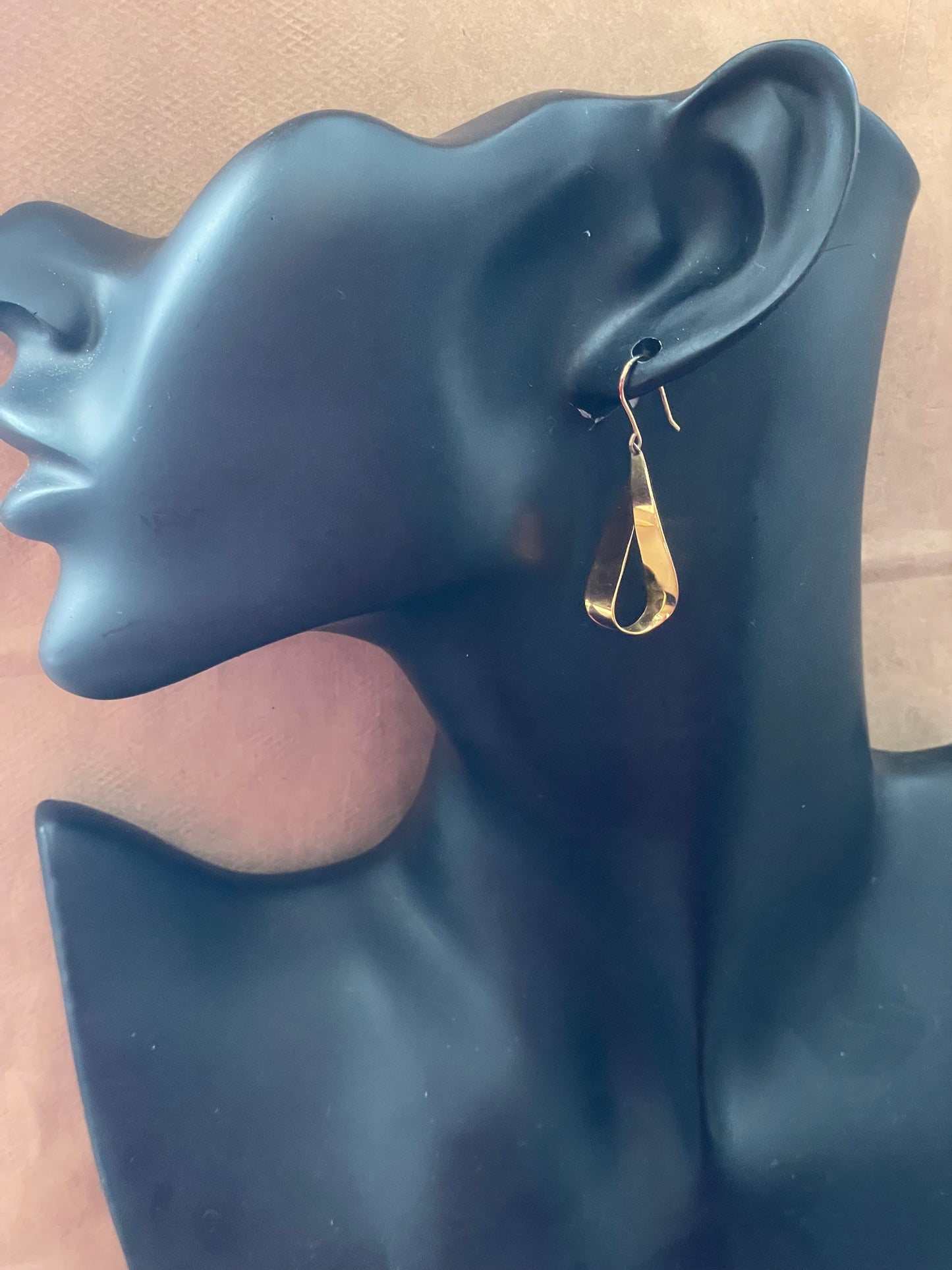 Vintage Gold Wash Beau Sterling Ribbon Loop Dangle Earrings