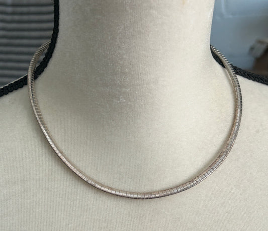 Sterling Silver 925 Thin Omega Chain Collar 18.5" Necklace