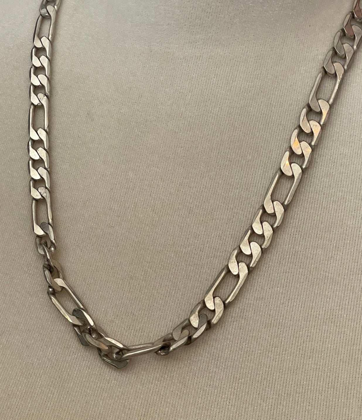 Sterling Silver 925 Heavy Flat Figaro Chain Necklace 24" x 10mm