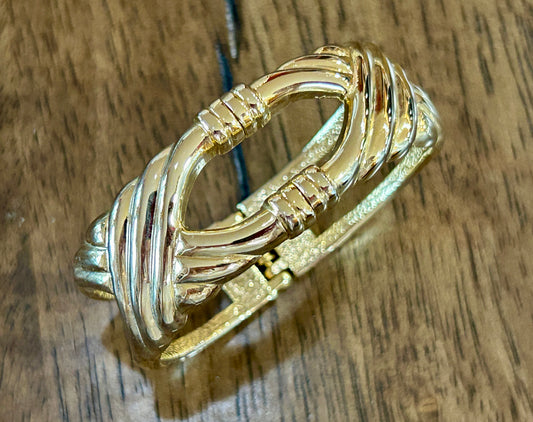 Vintage Gold Tone Statement Wide Clamper Bracelet