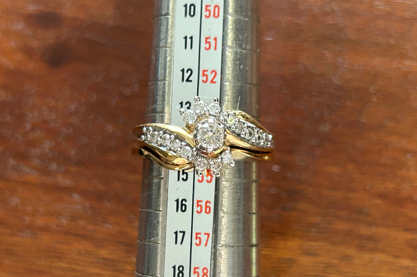 Keepsake 14k Yellow Gold .50ctw Diamond Engagement Wedding Ring Set Sz 6.75